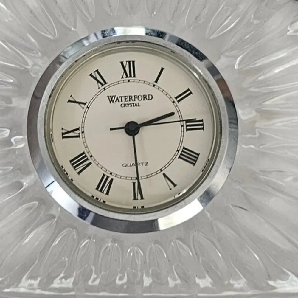 Waterford Crystal Quartz Desk Clock, Oval Starburst Design